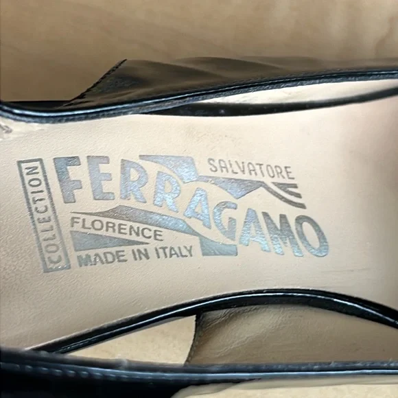 SALVATORE FERRAGAMO Sling Back Kitten Heel Open Toe Sandal Shoe - Picture 5 of 8